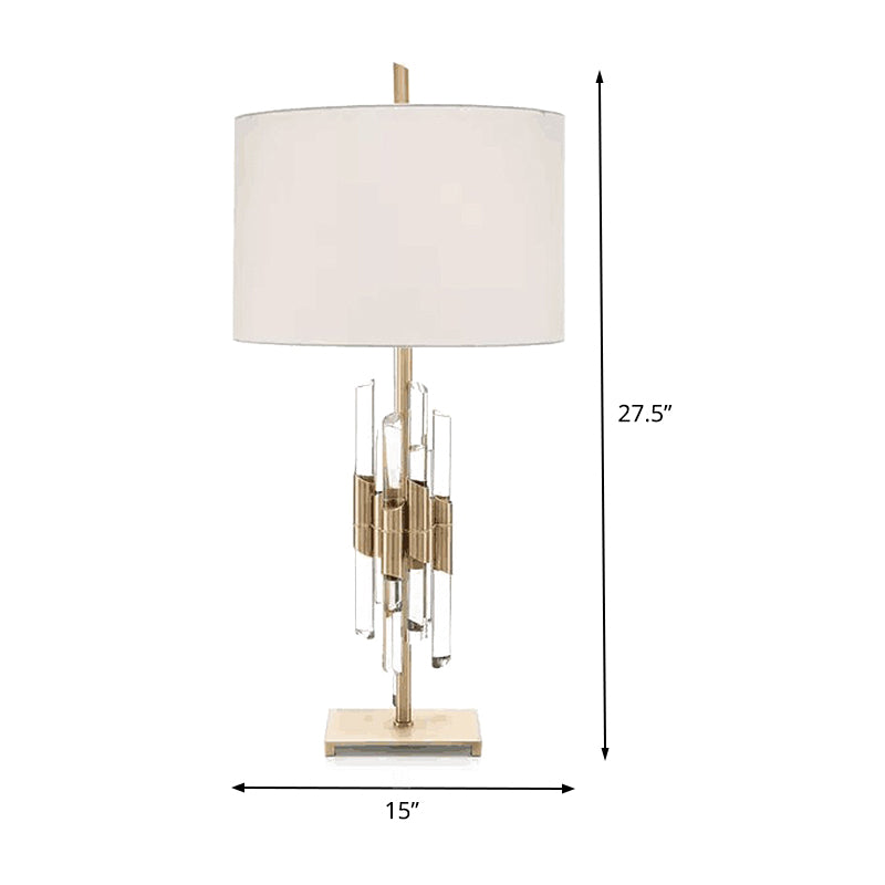 1 Head Living Room Desk Light Modern White Night Table Lamp with Cylinder Fabric Shade Clearhalo 'Lamps' 'Table Lamps' Lighting' 406834