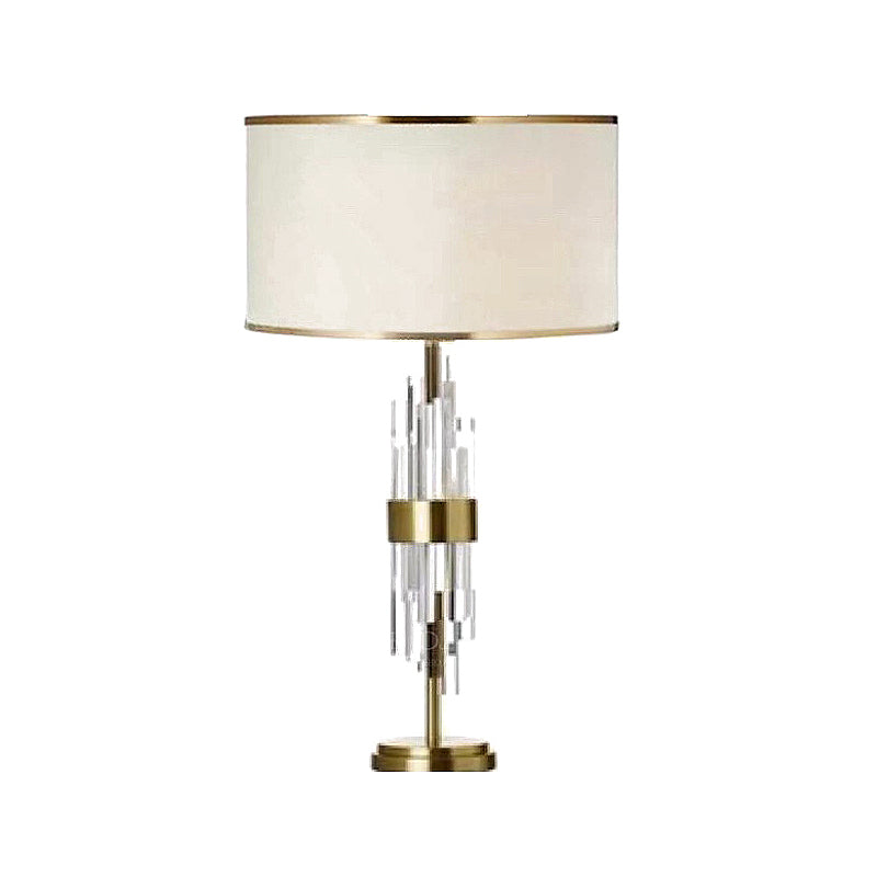 Straight Sided Shade Task Lighting Modernist Fabric 1 Head Reading Lamp in White Clearhalo 'Lamps' 'Table Lamps' Lighting' 406837