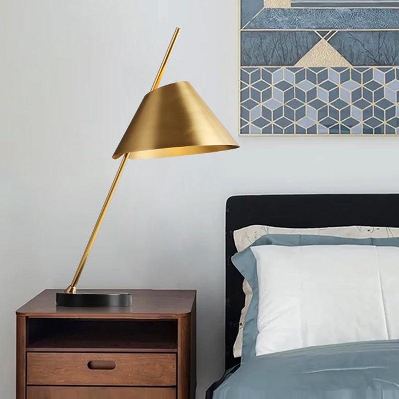 Brass Conical Nightstand Lamp Contemporary 1-Head Metal Night Lighting for Bedroom Clearhalo 'Lamps' 'Table Lamps' Lighting' 406851