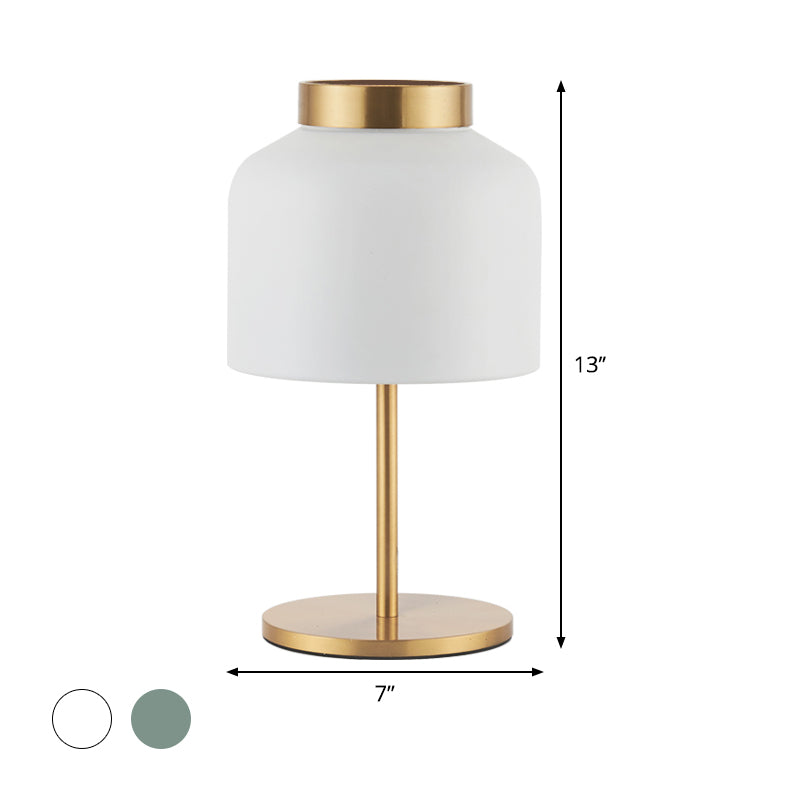 Jar Metal Night Table Light Post-Modern 1 Bulb White/Blue Nightstand Lamp for Dining Room Clearhalo 'Lamps' 'Table Lamps' Lighting' 406883