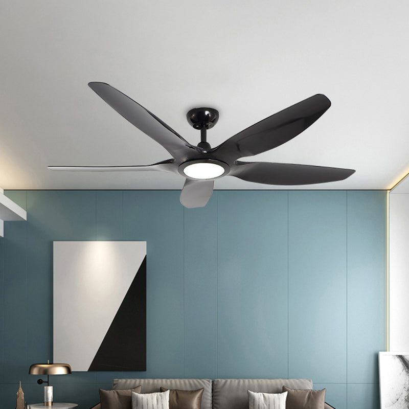 Round Acrylic Pendant Fan Lighting Vintage Living Room 5 Blades LED Semi Flush Mounted Lamp in Black, 60" Wide Black Clearhalo 'Ceiling Fans with Lights' 'Ceiling Fans' Lighting' 406915