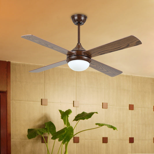 Brown LED Semi Flushmount Traditional Metallic Onion 4 Wood Blades Ceiling Fan Light for Living Room, 45" Wide Brown Clearhalo 'Ceiling Fans with Lights' 'Ceiling Fans' Lighting' 406925