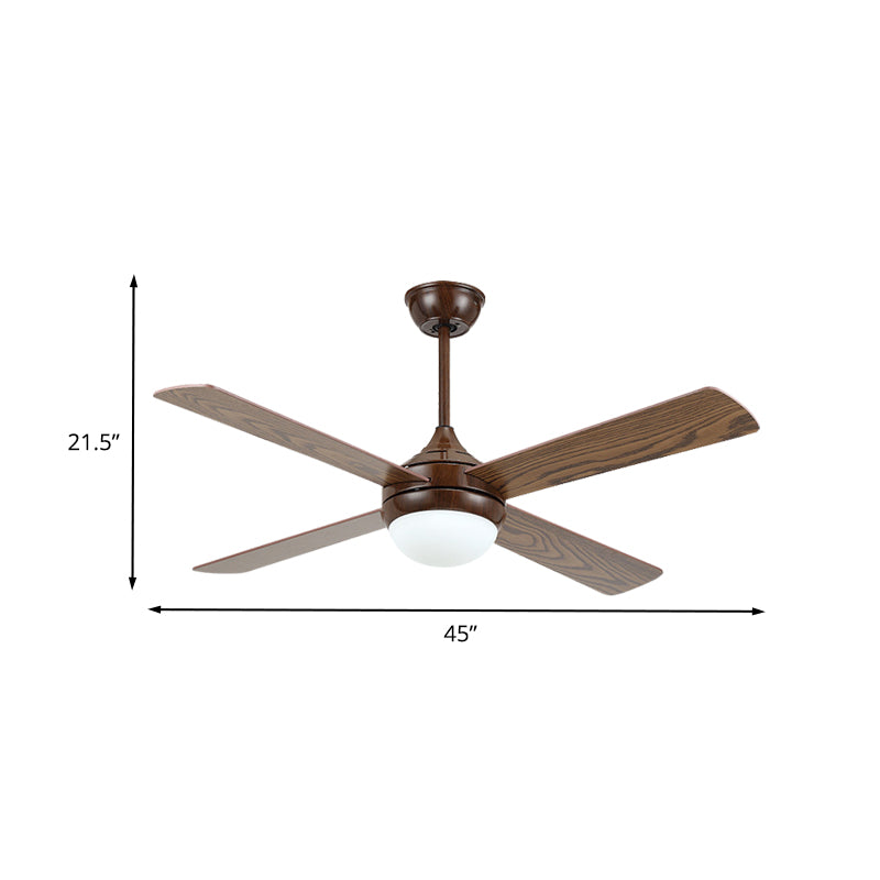 Brown LED Semi Flushmount Traditional Metallic Onion 4 Wood Blades Ceiling Fan Light for Living Room, 45" Wide Clearhalo 'Ceiling Fans with Lights' 'Ceiling Fans' Lighting' 406929