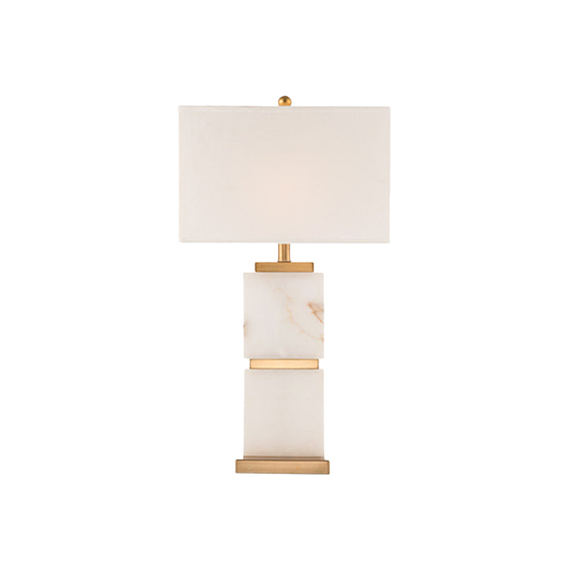 1 Head Living Room Desk Light Modernist White Night Table Lamp with Rectangle Fabric Shade Clearhalo 'Lamps' 'Table Lamps' Lighting' 406983