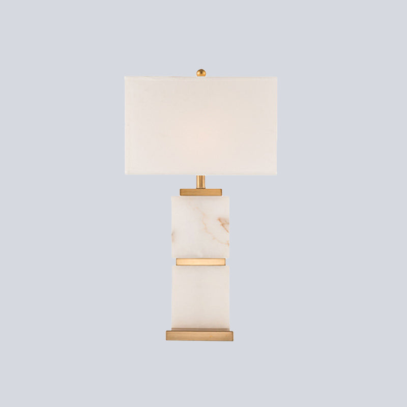 1 Head Living Room Desk Light Modernist White Night Table Lamp with Rectangle Fabric Shade Clearhalo 'Lamps' 'Table Lamps' Lighting' 406984