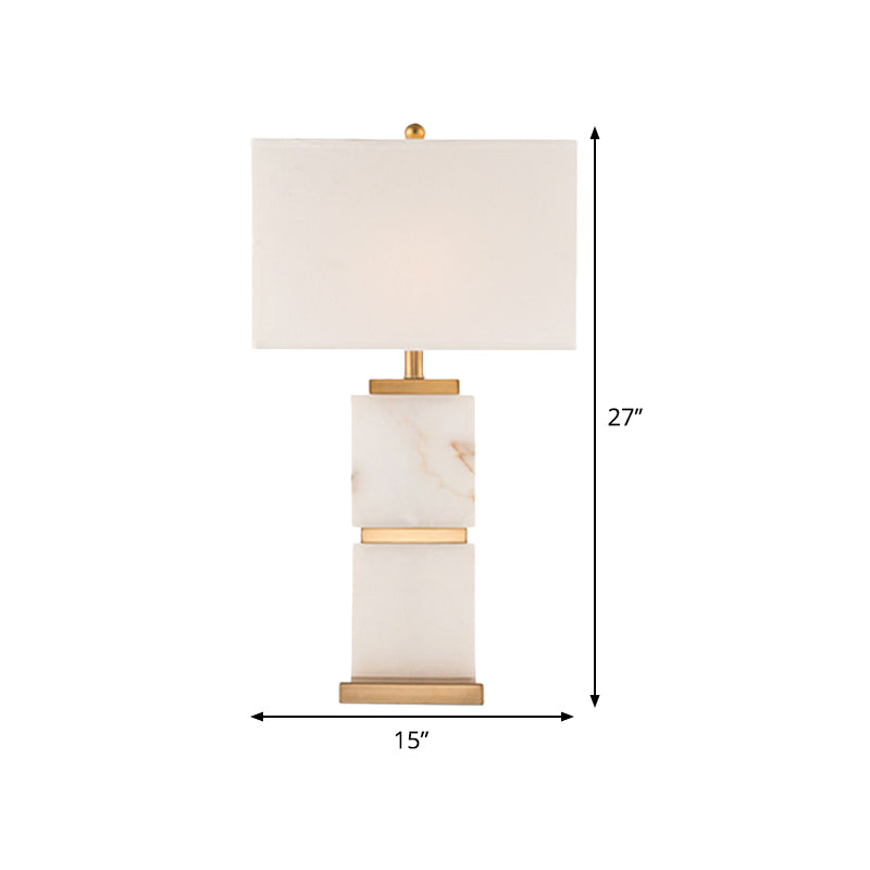 1 Head Living Room Desk Light Modernist White Night Table Lamp with Rectangle Fabric Shade Clearhalo 'Lamps' 'Table Lamps' Lighting' 406985