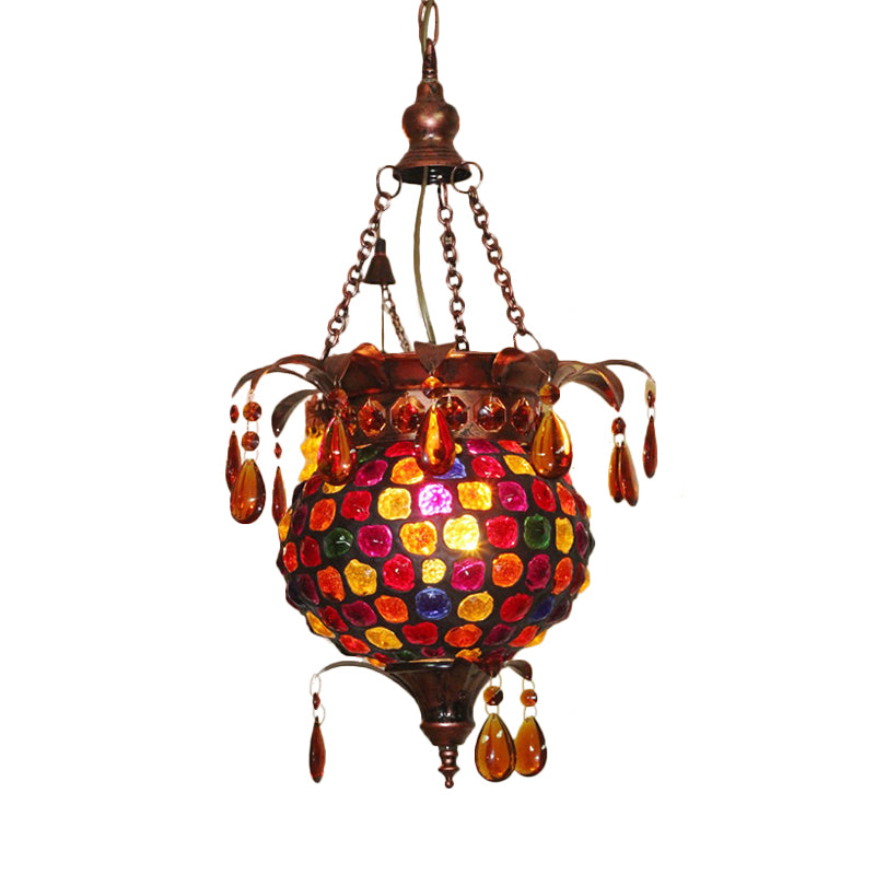 1-Light Metal Ceiling Hang Fixture Art Deco Copper Urn Living Room Suspension Lighting Clearhalo 'Ceiling Lights' 'Pendant Lights' 'Pendants' Lighting' 407167