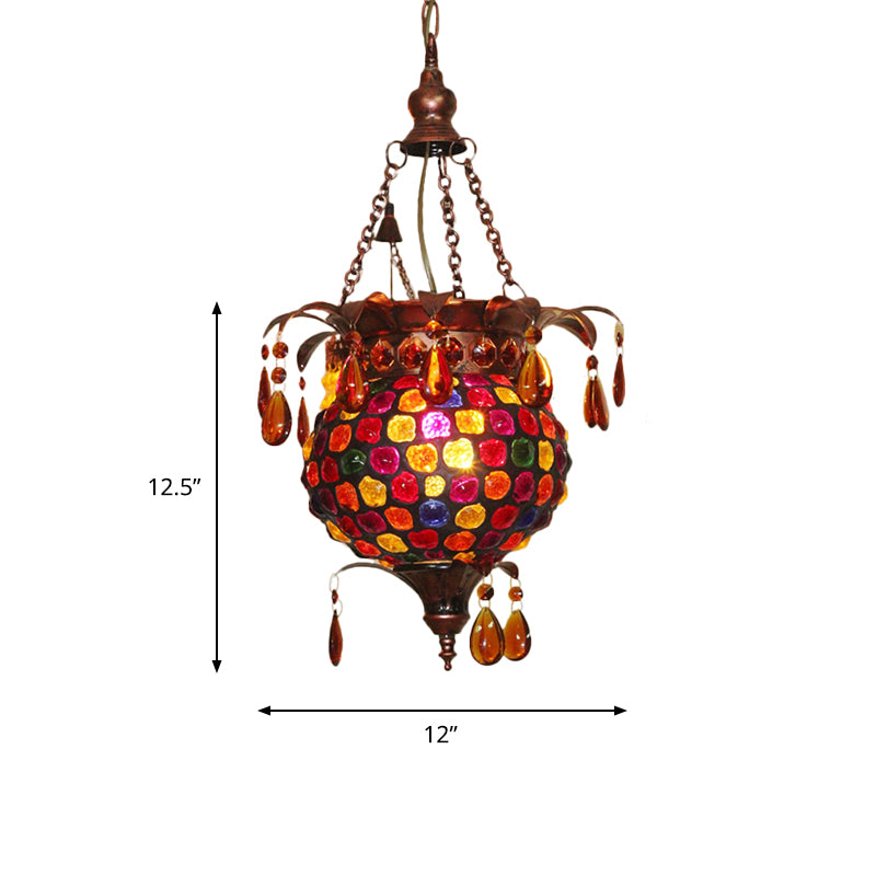 1-Light Metal Ceiling Hang Fixture Art Deco Copper Urn Living Room Suspension Lighting Clearhalo 'Ceiling Lights' 'Pendant Lights' 'Pendants' Lighting' 407168