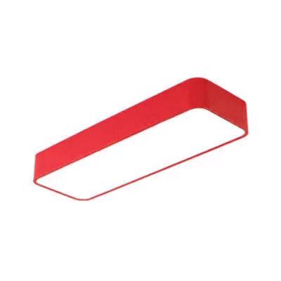 Red/Yellow/Blue/Green Rectangle Flush Mount Light Modern Acrylic and Metal LED Ceiling Lamp in Warm/White Light for Kindergarten Red Clearhalo 'Ceiling Lights' 'Close To Ceiling Lights' 'Close to ceiling' 'Flush mount' Lighting' 40744