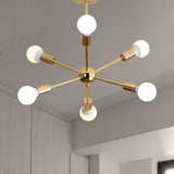 26"/38.5" Wide Metal Starburst Chandelier Light Modernist 6/10/12 Lights Gold Hanging Ceiling Lamp with Bare Bulb Clearhalo 'Ceiling Lights' 'Chandeliers' 'Modern Chandeliers' 'Modern' Lighting' 409456