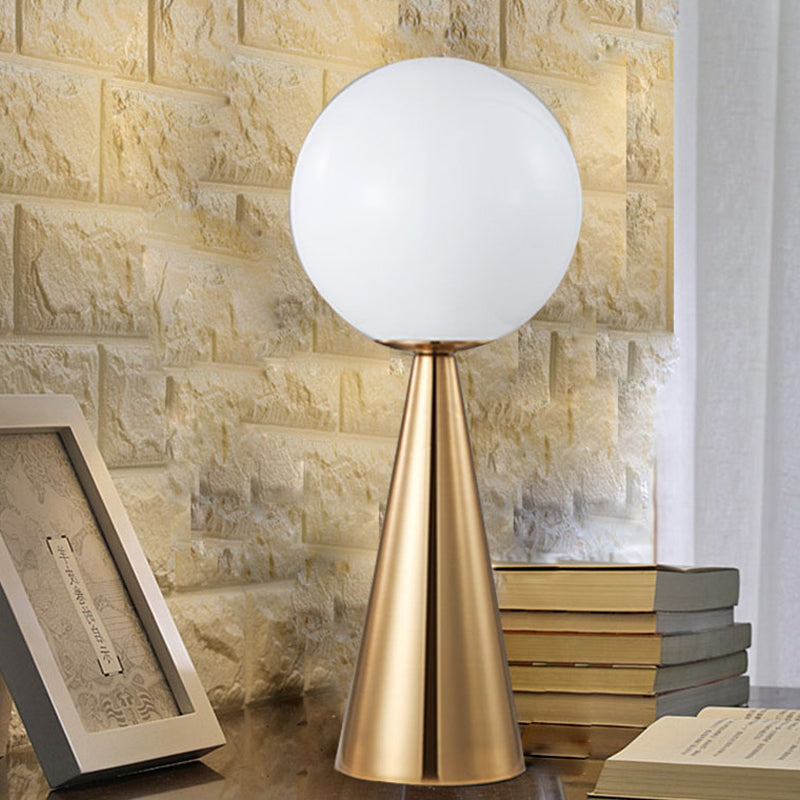 Gold Spherical Night Table Lighting Contemporary 1-Head Metal Nightstand Lamp with Cream Glass Shade Gold Clearhalo 'Lamps' 'Table Lamps' Lighting' 410259