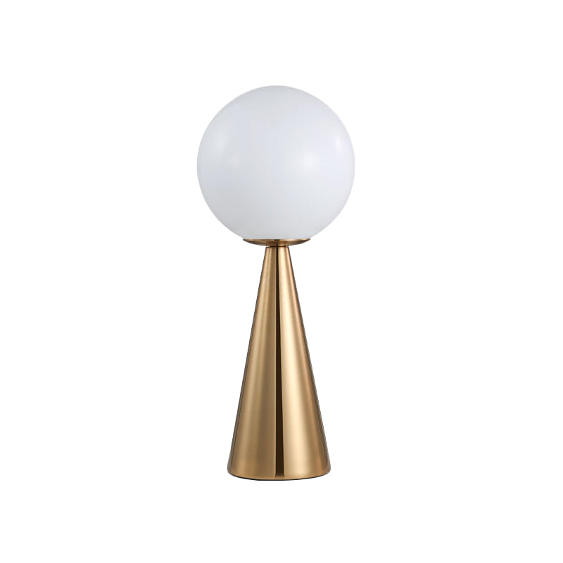 Gold Spherical Night Table Lighting Contemporary 1-Head Metal Nightstand Lamp with Cream Glass Shade Clearhalo 'Lamps' 'Table Lamps' Lighting' 410262