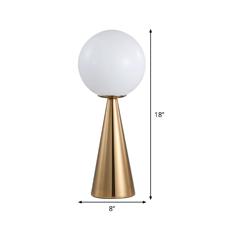 Gold Spherical Night Table Lighting Contemporary 1-Head Metal Nightstand Lamp with Cream Glass Shade Clearhalo 'Lamps' 'Table Lamps' Lighting' 410263