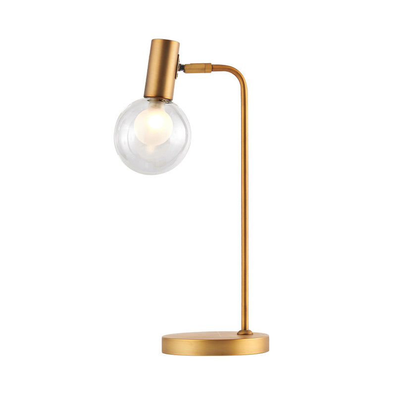 Luxurious 1 Light Table Lamp Gold Spherical Night Lighting with Smoke Gray/Clear Glass Shade for Bedroom Clearhalo 'Lamps' 'Table Lamps' Lighting' 410705