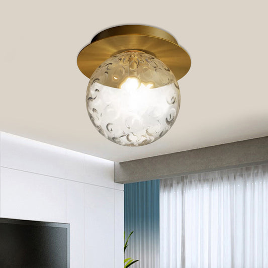 Water Glass Globe Flush Pendant Light Modern 1 Bulb Indoor Ceiling Light Flush Mount in Clear Clear Clearhalo 'Ceiling Lights' 'Close To Ceiling Lights' 'Close to ceiling' 'Flush mount' Lighting' 410780