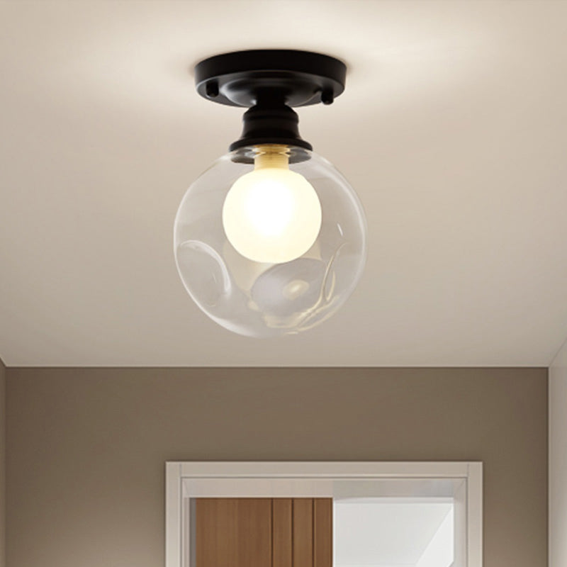 Orb Glass Flush Fixture Contemporary 1 Head Flush Mount Ceiling Light Fixture in Clear for Bedroom Clear C Clearhalo 'Ceiling Lights' 'Close To Ceiling Lights' 'Close to ceiling' 'Flush mount' Lighting' 410813