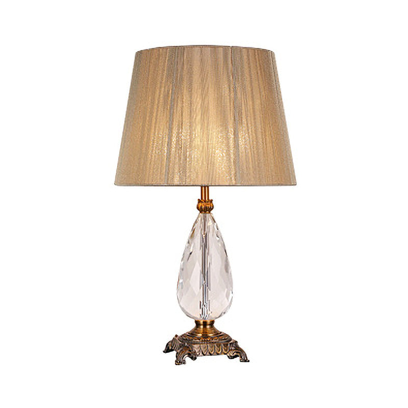 Contemporary 1 Bulb Table Light Beige Wide Flare Small Desk Lamp with Fabric Shade Clearhalo 'Lamps' 'Table Lamps' Lighting' 410850