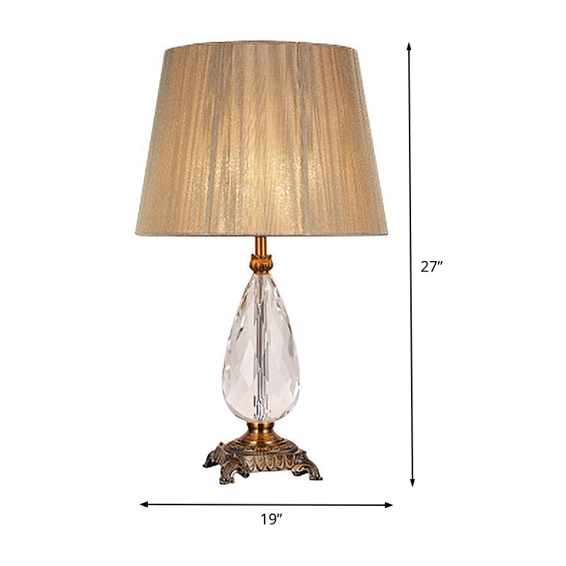 Contemporary 1 Bulb Table Light Beige Wide Flare Small Desk Lamp with Fabric Shade Clearhalo 'Lamps' 'Table Lamps' Lighting' 410851