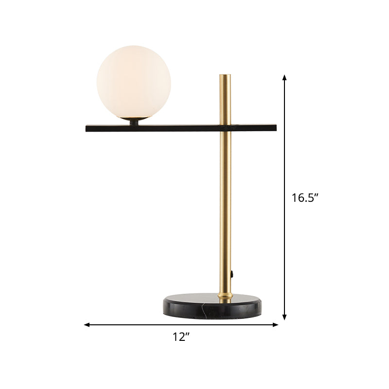 White Glass Ball Nightstand Lighting Modern Black and Gold Metal Night Lamp for Living Room Clearhalo 'Lamps' 'Table Lamps' Lighting' 410949