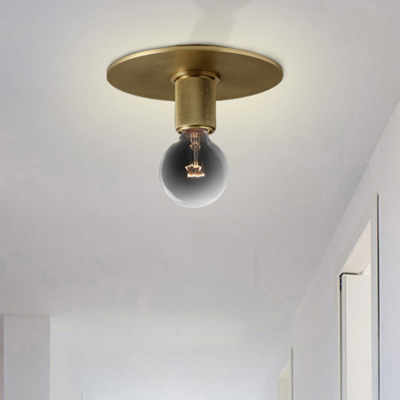 Globe/Cone/Cylinder/Trumpet Glass Flush Pendant Ceiling Light Modern 1 Light Flushmount Lighting in Brass for Balcony Clearhalo 'Ceiling Lights' 'Close To Ceiling Lights' 'Close to ceiling' 'Flush mount' Lighting' 411003