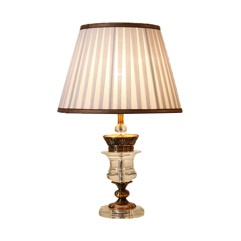 1 Head Dining Room Desk Lamp Modern Beige Table Light with Wide Flare Fabric Shade Clearhalo 'Lamps' 'Table Lamps' Lighting' 411029
