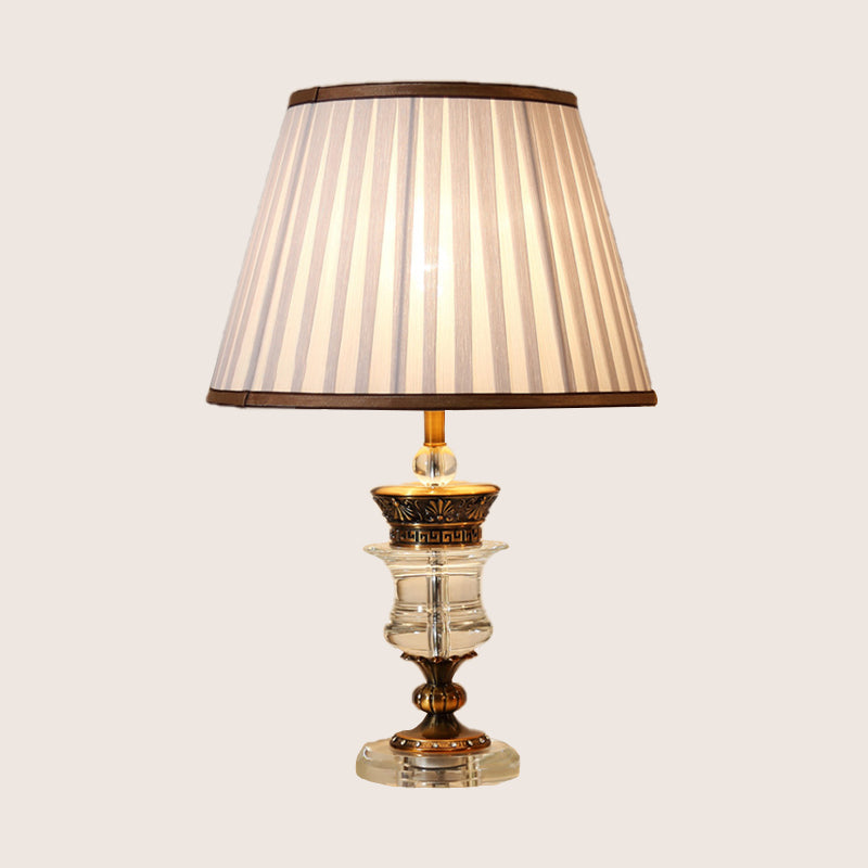 1 Head Dining Room Desk Lamp Modern Beige Table Light with Wide Flare Fabric Shade Clearhalo 'Lamps' 'Table Lamps' Lighting' 411030