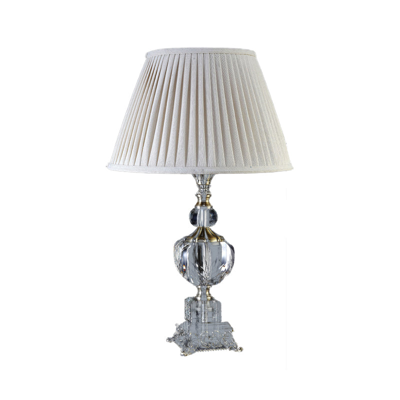 Fabric Tapered Desk Light Modern 1 Head Grey Table Lamp with Sculpted Metal Base Clearhalo 'Lamps' 'Table Lamps' Lighting' 411065