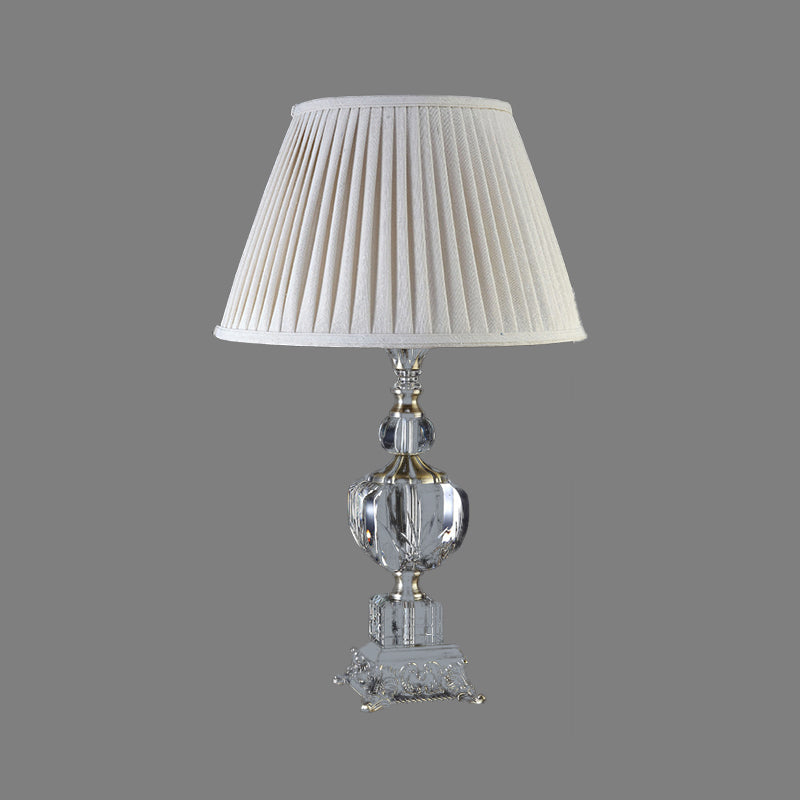 Fabric Tapered Desk Light Modern 1 Head Grey Table Lamp with Sculpted Metal Base Clearhalo 'Lamps' 'Table Lamps' Lighting' 411066