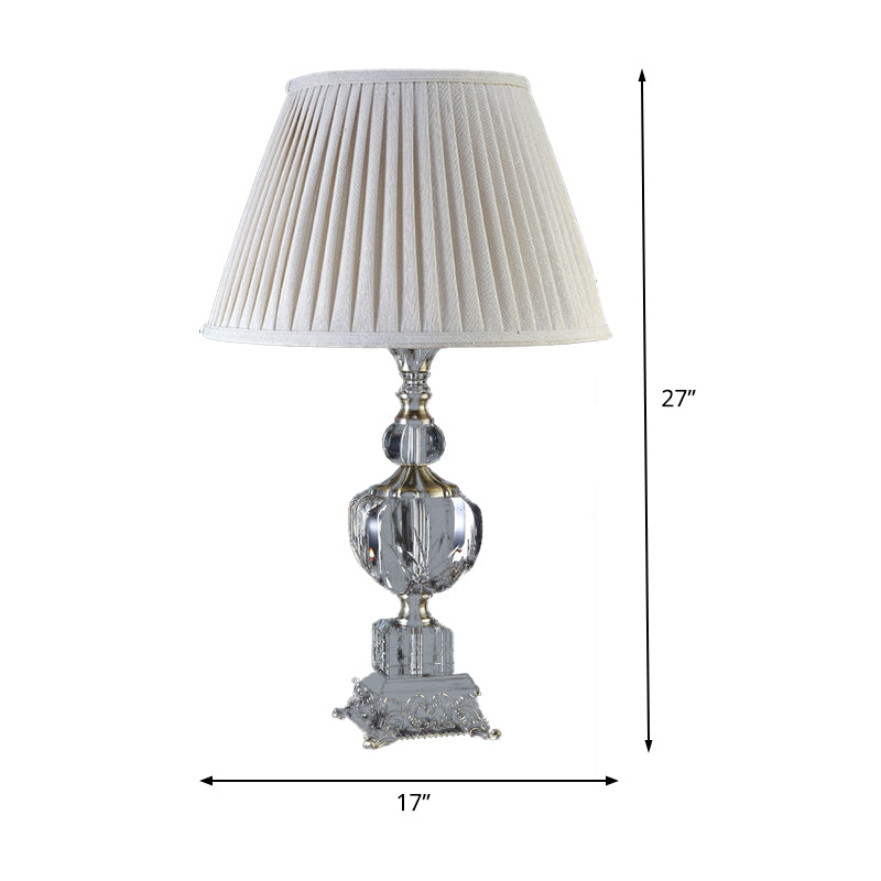 Fabric Tapered Desk Light Modern 1 Head Grey Table Lamp with Sculpted Metal Base Clearhalo 'Lamps' 'Table Lamps' Lighting' 411067