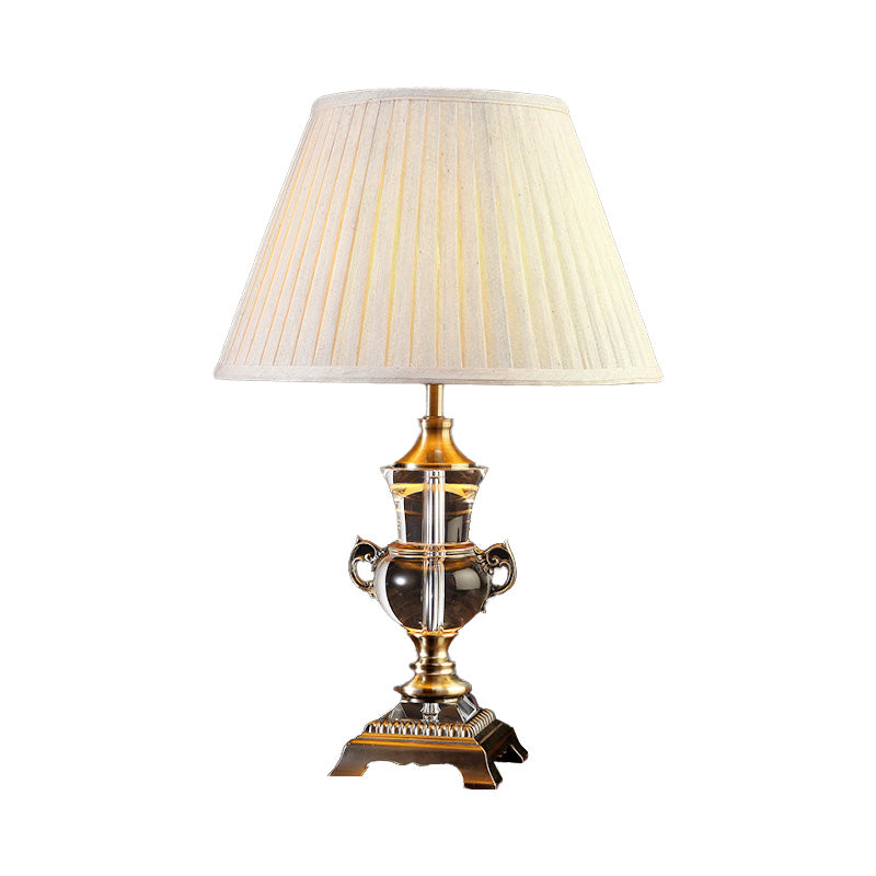 Contemporary 1 Bulb Task Lighting Beige Wide Flare Reading Lamp with Fabric Shade Clearhalo 'Lamps' 'Table Lamps' Lighting' 411091