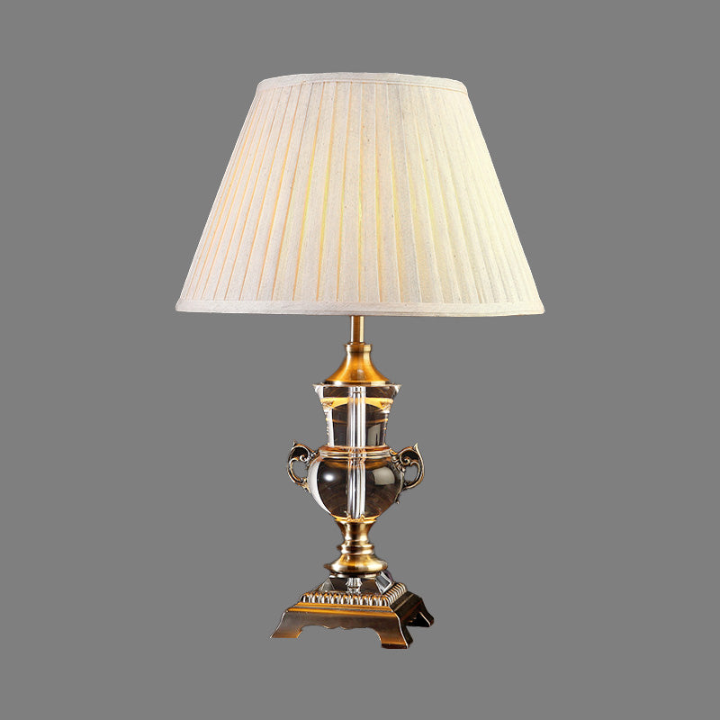 Contemporary 1 Bulb Task Lighting Beige Wide Flare Reading Lamp with Fabric Shade Clearhalo 'Lamps' 'Table Lamps' Lighting' 411092