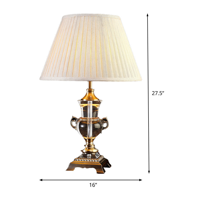 Contemporary 1 Bulb Task Lighting Beige Wide Flare Reading Lamp with Fabric Shade Clearhalo 'Lamps' 'Table Lamps' Lighting' 411093