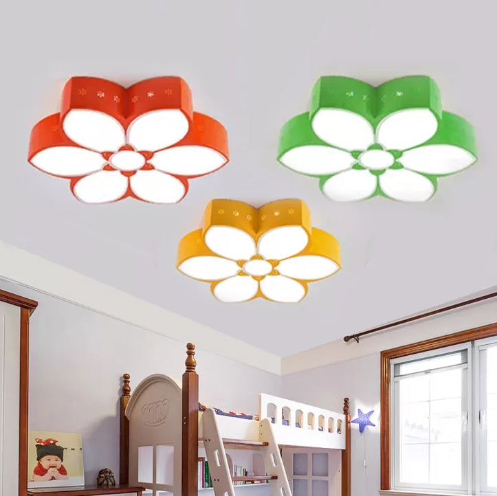 18"/23.5" W Etched Blossom LED Flush Mount Light Modern Acrylic LED Ceiling Lamp in Red/Yellow/Green for Bedroom Clearhalo 'Ceiling Lights' 'Close To Ceiling Lights' 'Close to ceiling' 'Flush mount' Lighting' 41117