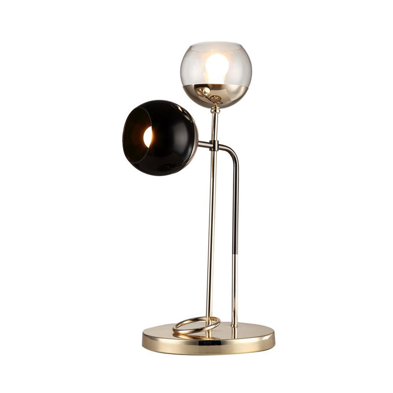 Metal Spherical Night Table Lighting Minimalism 2 Lights Gold Nightstand Light for Living Room Clearhalo 'Lamps' 'Table Lamps' Lighting' 411246