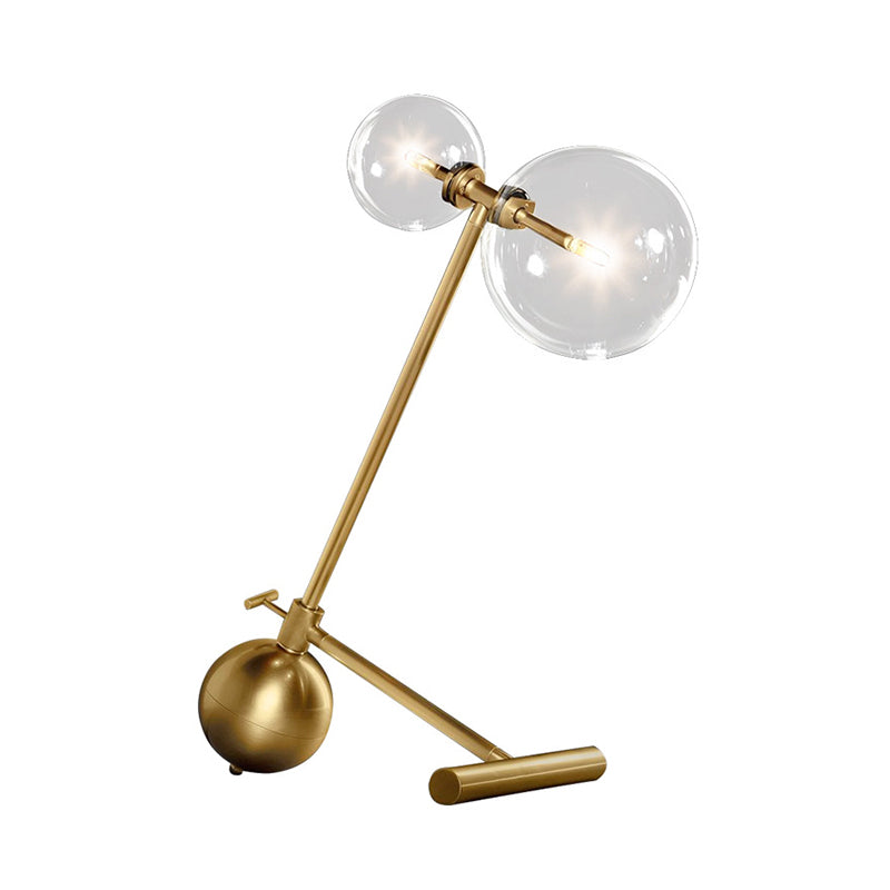 Gold Orb Nightstand Lamp Simplicity 1 Bulb Metal Night Table Light with Clear Glass Shade Clearhalo 'Lamps' 'Table Lamps' Lighting' 411301