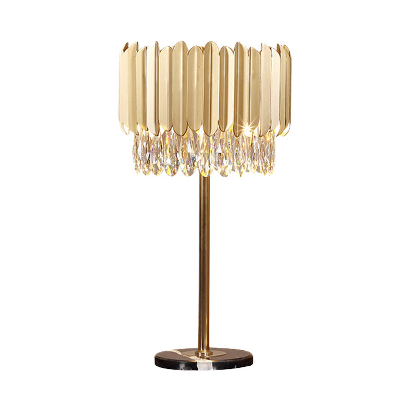 1 Head Cylindrical Table Light Modernism Faceted Crystal Small Desk Lamp in Gold Clearhalo 'Lamps' 'Table Lamps' Lighting' 411315
