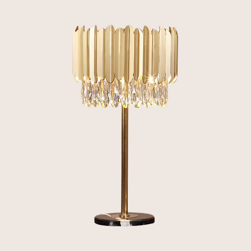 1 Head Cylindrical Table Light Modernism Faceted Crystal Small Desk Lamp in Gold Clearhalo 'Lamps' 'Table Lamps' Lighting' 411316