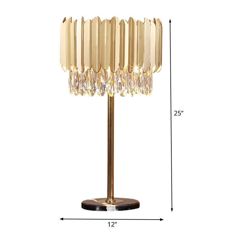 1 Head Cylindrical Table Light Modernism Faceted Crystal Small Desk Lamp in Gold Clearhalo 'Lamps' 'Table Lamps' Lighting' 411317