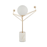 1-Bulb Bedroom Nightstand Light Simple Gold Table Lamp with Global White Glass Shade Clearhalo 'Lamps' 'Table Lamps' Lighting' 411359