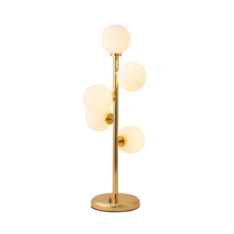 Ball Metal Night Table Lighting Post-Modern Cream Glass 5 Lights Black/Gold Nightstand Lamp for Dining Room Clearhalo 'Lamps' 'Table Lamps' Lighting' 411381