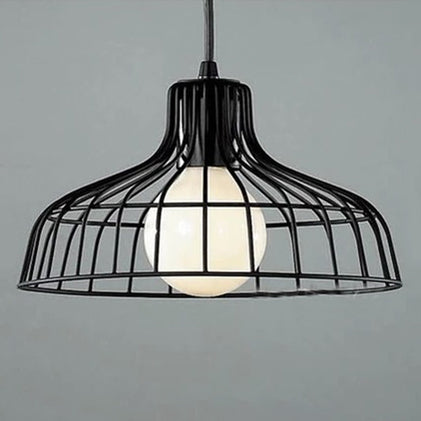 1 Light Wire Frame Ceiling Lighting with Barn Shade Metal Industrial Style Restaurant Pendant Lamp in Black/White Black B Clearhalo 'Ceiling Lights' 'Modern Pendants' 'Modern' 'Pendant Lights' 'Pendants' Lighting' 41170