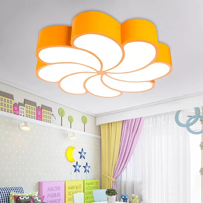 Bedroom 18"/22" Petal Flush Mount Light Acrylic Cartoon LED Ceiling Lamp in Red/Yellow/Blue/Green, Third Gear/White Light Clearhalo 'Ceiling Lights' 'Close To Ceiling Lights' 'Close to ceiling' 'Flush mount' Lighting' 41175