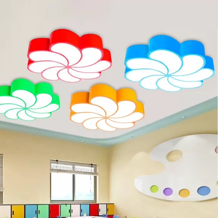 Bedroom 18"/22" Petal Flush Mount Light Acrylic Cartoon LED Ceiling Lamp in Red/Yellow/Blue/Green, Third Gear/White Light Clearhalo 'Ceiling Lights' 'Close To Ceiling Lights' 'Close to ceiling' 'Flush mount' Lighting' 41181