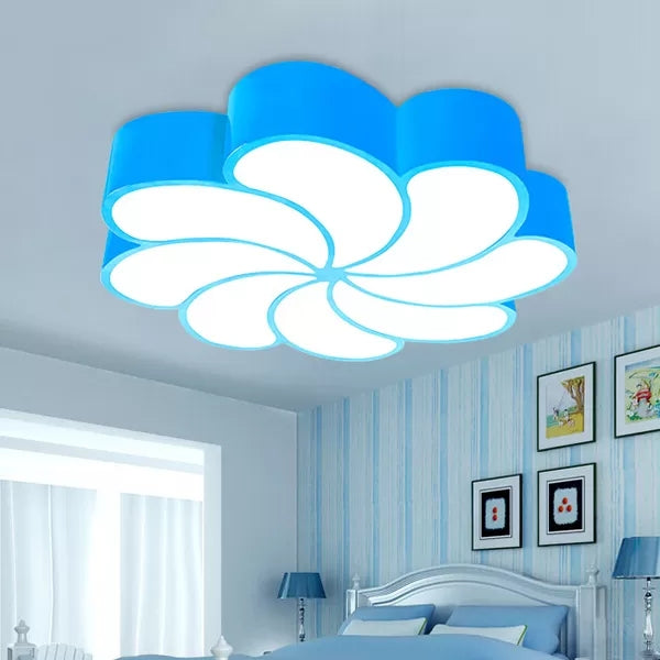 Bedroom 18"/22" Petal Flush Mount Light Acrylic Cartoon LED Ceiling Lamp in Red/Yellow/Blue/Green, Third Gear/White Light Clearhalo 'Ceiling Lights' 'Close To Ceiling Lights' 'Close to ceiling' 'Flush mount' Lighting' 41183