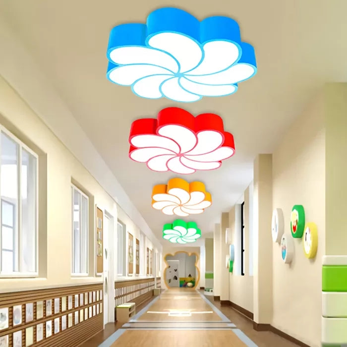 Bedroom 18"/22" Petal Flush Mount Light Acrylic Cartoon LED Ceiling Lamp in Red/Yellow/Blue/Green, Third Gear/White Light Clearhalo 'Ceiling Lights' 'Close To Ceiling Lights' 'Close to ceiling' 'Flush mount' Lighting' 41184