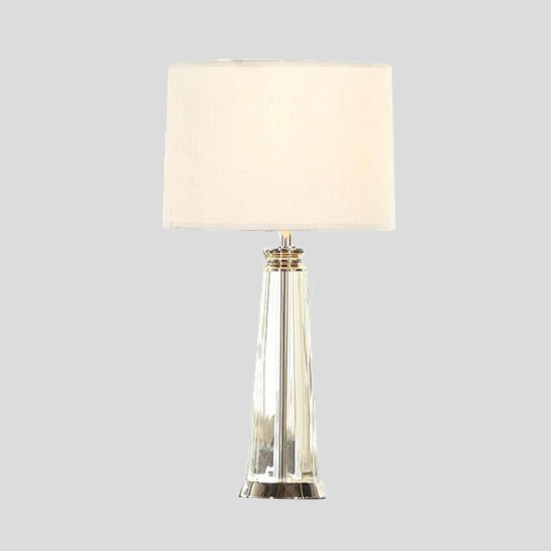 Tapered Table Lamp Simplicity Clear Crystal 1 Bulb White Reading Light, 12"/14" Wide Clearhalo 'Lamps' 'Table Lamps' Lighting' 412052