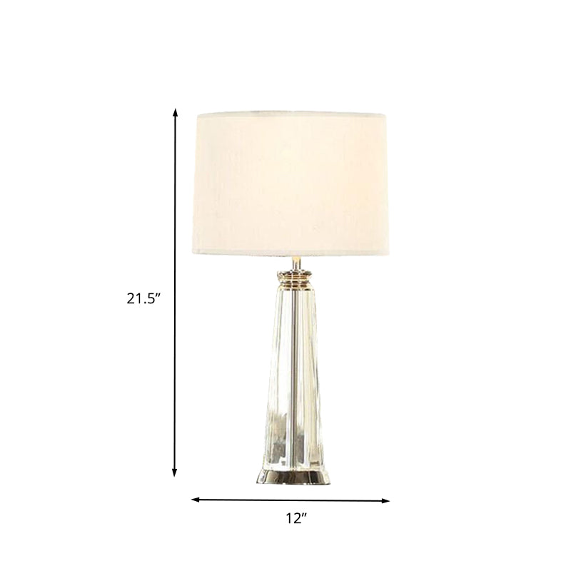 Tapered Table Lamp Simplicity Clear Crystal 1 Bulb White Reading Light, 12"/14" Wide Clearhalo 'Lamps' 'Table Lamps' Lighting' 412053