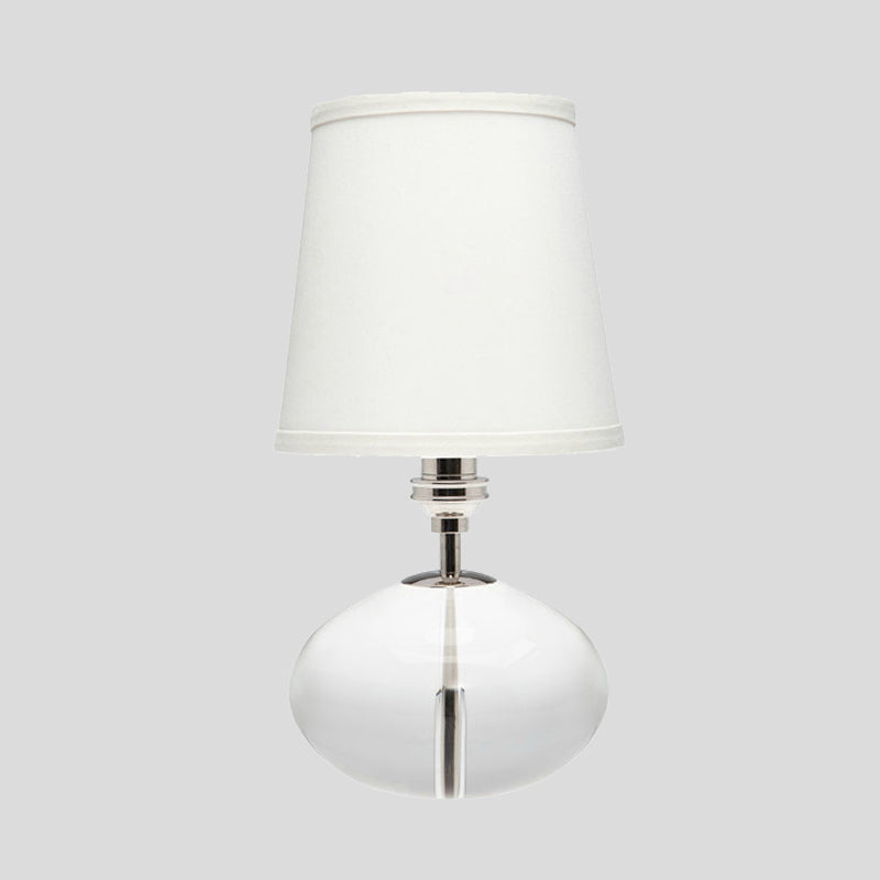 Oblong Fabric Table Light Simplicity Clear Crystal 1 Head Small Desk Lamp in White Clearhalo 'Lamps' 'Table Lamps' Lighting' 412636