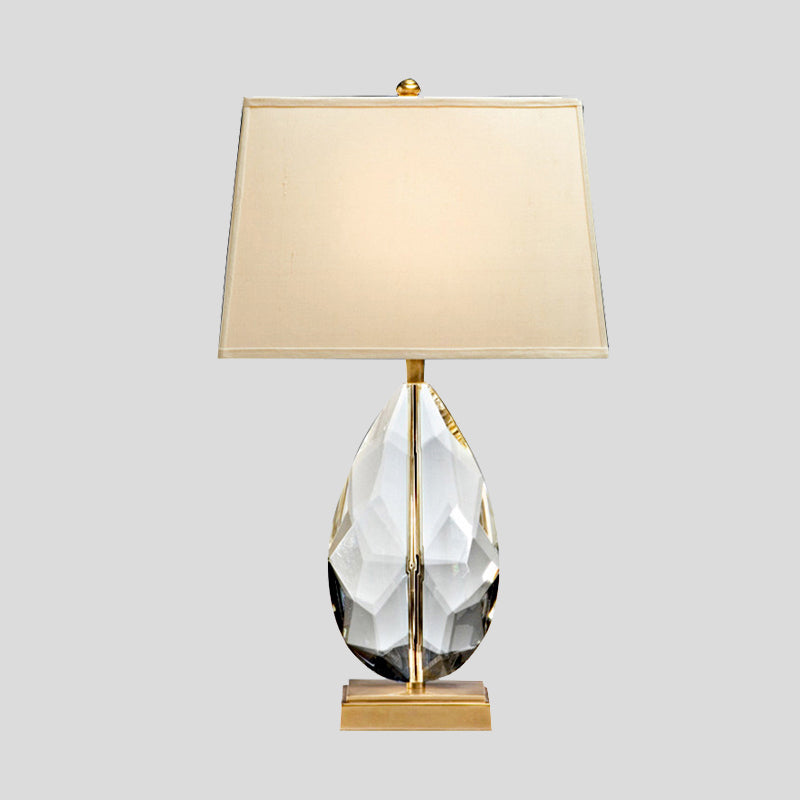 Droplet Shape Task Lighting Modernist Faceted Crystal 1 Bulb Reading Lamp in Gold Clearhalo 'Lamps' 'Table Lamps' Lighting' 412838