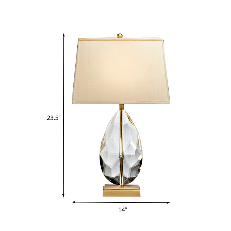 Droplet Shape Task Lighting Modernist Faceted Crystal 1 Bulb Reading Lamp in Gold Clearhalo 'Lamps' 'Table Lamps' Lighting' 412839